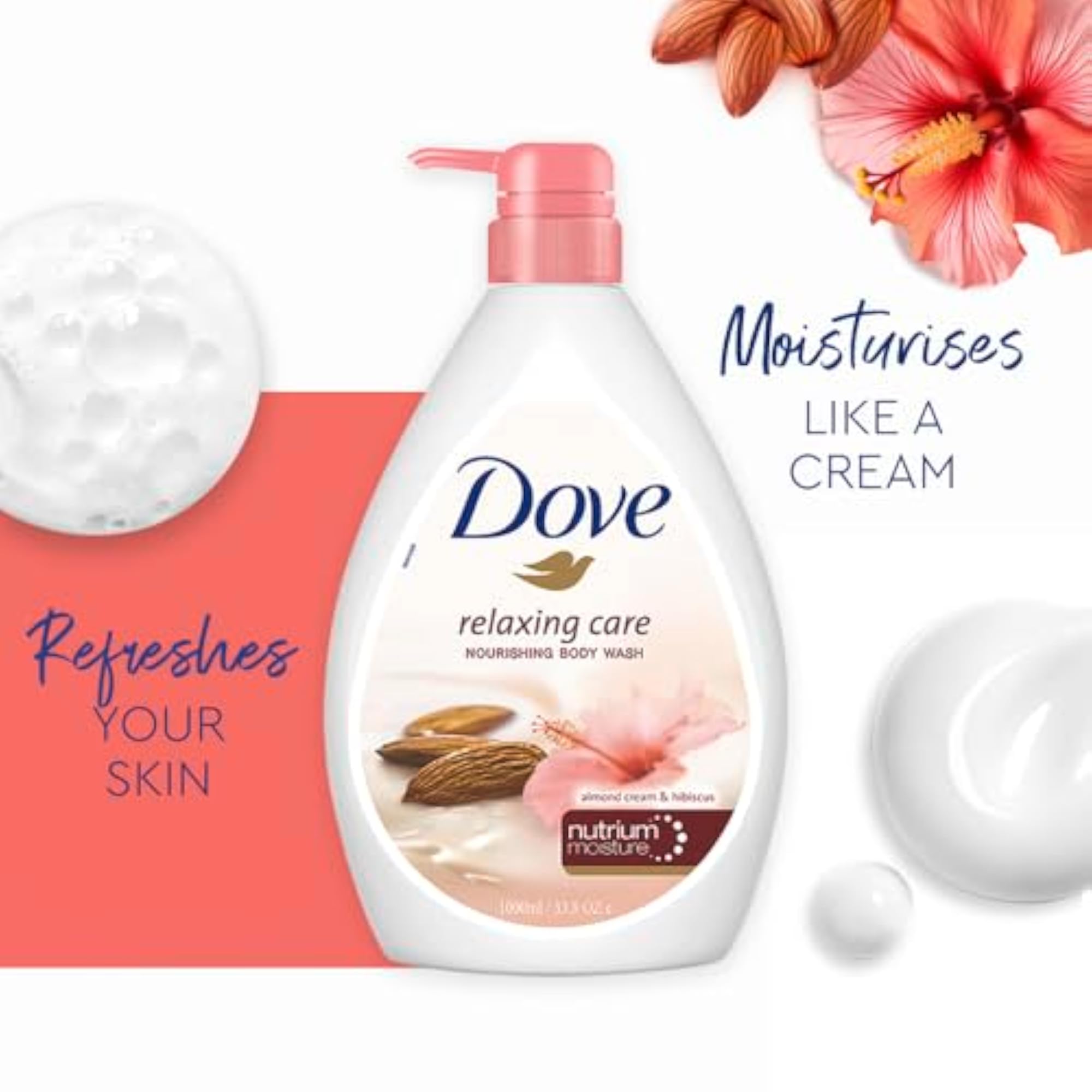 Relaxing Almond Cream Body Wash with Hibiscus, 1L